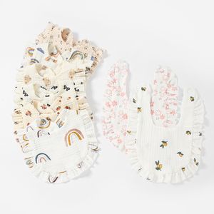 Koreaanse Stijl Babyvoeding Kwijlen Bib Ruche Bloemen Zuigelingen Speeksel Handdoek Katoen Gaas Spuugdoekje Voor Pasgeboren Peuter Kids slabbetjes Nieuwe