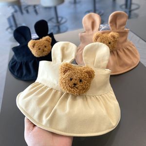 Style coréen bébé chapeau de soleil avec oreilles dessin animé ours garçons filles vide chapeau haut de forme été casquettes réglables pour les enfants