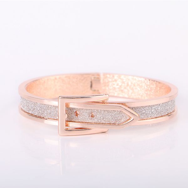 Style coréen Ceinture Boucle Ardillon Ouvert Manchette Bracelets En Cuir Plaqué Or Rose Brillant Coloré Paillettes Personnalisé Bracelet pour Femmes Filles Dames Bijoux Cadeaux Bijoux