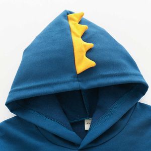 Style coréen garçon pull pull haut de sport enfants à manches longues automne vêtements enfants dessin animé dinosaure coton sweats à capuche LB198 G0917