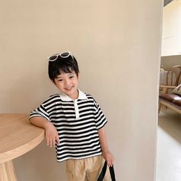 Koreaanse stijl jongens zomer gestreepte t-shirts baby kinderen katoen losse casual dunne tops 210615