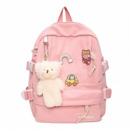 Mochila pequeña de lona de estilo coreano para mujer, mochila de viaje Fi, bolso escolar de ocio, bolso de hombro para chica Tennage U5SC #