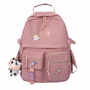 Style coréen toile étanche sac à dos pour ordinateur portable pour femmes Fi voyage sac à dos sac d'école pour Tennage fille sac à bandoulière 50St #