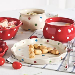 Style de style céramique Céramique Glaze à points Porcelaine Plaque de salade Bowl Bol Bowl Set Breakfast Breakfast Steak Dessert Tray Snack Plats