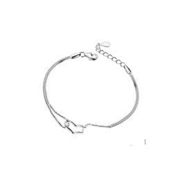 Bracelet en cristal de style coréen plaqué argent, charme créatif, pendentif en forme de cœur, collier, bracelets, bijoux, joli cadeau, livraison directe DH8Si