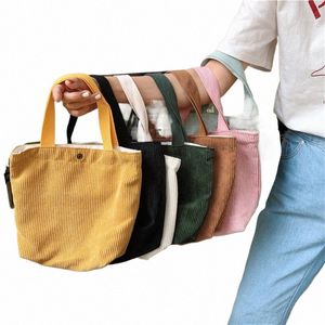 Style coréen mignon velours côtelé petit sac fourre-tout pour femme femme filles mini sacs à main sacs à déjeuner boutique tissu pochette sac m1OP #