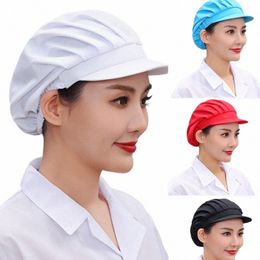Koreaanse stijl opvouwbare hoed Voedselveiligheid Chef-werkpet Volledige mesh hoed Ademend Vier Seass Keukenkantine Noodle Werkhoed k66T #