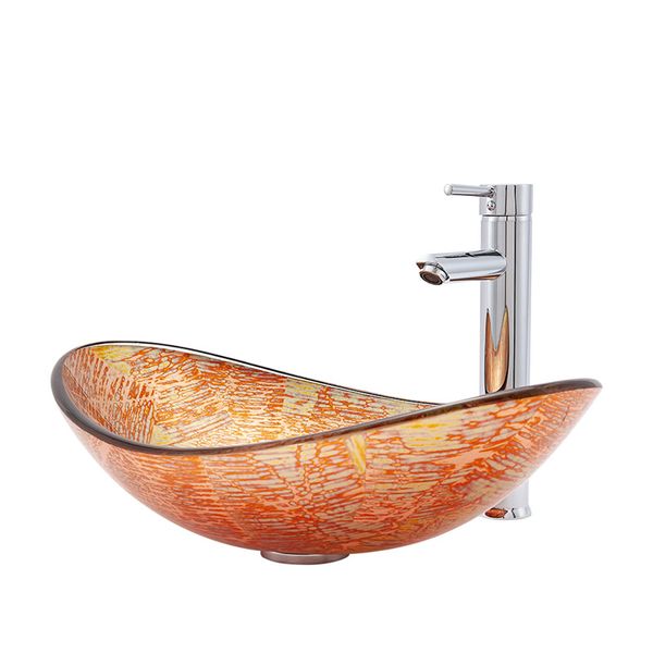 Estilo coreano de alta calidad Fregaderos de baño de baño de vidrio templado Juego de bucle de baños de vidrio