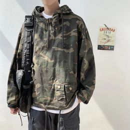 Koreaanse stijl hiphop militaire camouflage heren hoodie hoogwaardige streetwear tactische jas Men pullover Harajuku tops kpop kleding