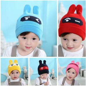 Sombrero cálido infantil de estilo coreano, gorros de dibujos animados de ganchillo, gorro más cálido para niños pequeños, gorros con orejas de conejo para niños y niñas, gorro de otoño e invierno para bebés