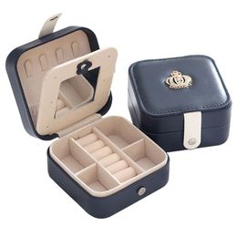 Koreaanse stijl sieraden Organizer Display Travel Jewelry Case Portable Jewelry Box Magnetic Buckle Pu Ooorbellen Ring opbergdoos T20082525