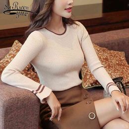 Style coréen à manches longues décontracté culture automne hiver femmes chandails et pulls mince solide tricoté 5123 50 210521