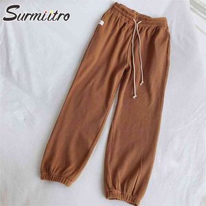Pantalon de survêtement long de style coréen pour femme, mode printemps-automne, ample, taille haute, sarouel, pantalon baggy, pantalon féminin 210421