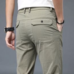 Style coréen pantalon décontracté homme mince été coupe régulière pantalon cargo taille élastique pantalon noir mode gris noir kaki883 240124