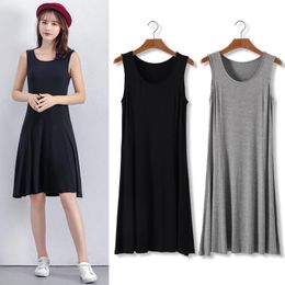 Koreaanse stijl midi shirt jurk wit zwart vestidos de fiesta zomer dames jurken feestavond losse mouwloze sukienka kleding casual