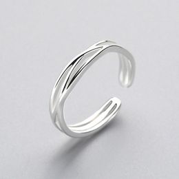 Style coréen minimaliste géométrique anneaux pour femmes croix irrégulière réglable Simple bague Hip Hop Punk ouvert anneau bijoux