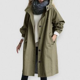 Style coréen surdimensionné lâche femmes Anoraks manteau à double boutonnage à manches longues simple boutonnage coupe-vent Vintage Street outwear 240202