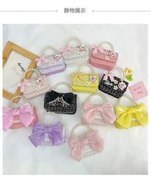 Koreaanse stijl Pearl Kids Handtas Bow Princess Schouder Messenger Bag Accessoires Parentchild 240425