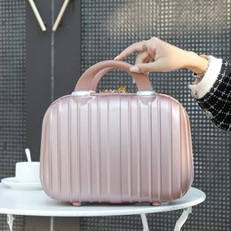 Draagbare 14-inch bagagekoffer in Koreaanse stijl, cosmetica-opbergwagen, reis-make-uptas, antikras-LOGO