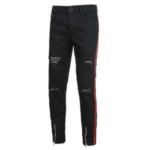 Style coréen slim stretch grande taille mode pantalon droit noir jeans hommes chaud diamant couleur claire X0621