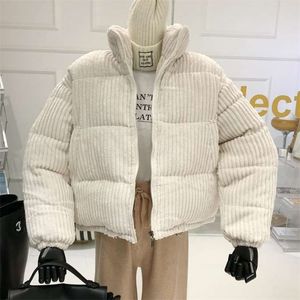 Koreaanse stijl vaste winter jas jas vrouwen stand kraag parka vrouwelijke warme katoen gevoerde korte jassen vrouw uitloper 210514