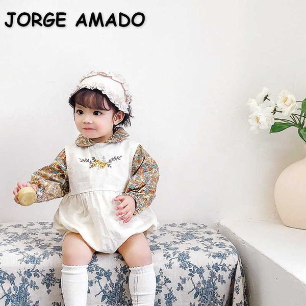 Conjuntos de 2 peças estilo coreano para bebês meninos meninas conjunto bordado + camisas florais Born Clothes E1031 210610