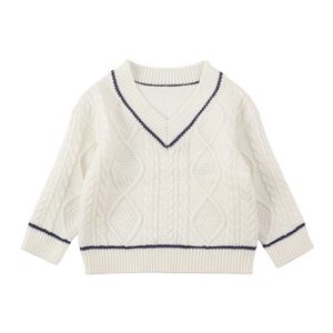 Suéteres informales de punto para niños, moda de primavera de estilo coreano, jerseys informales con cuello en V, 1-6 años Y1024