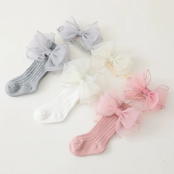 Style coréen le noeud bébé bandeau chaussettes ensemble né cent jours première fête d'anniversaire cheveux cravate boîte-cadeau accessoires 240111