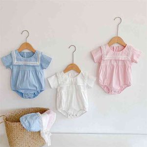 Estilo coreano Niño Bebé Niña Manga corta Algodón Romper S Ropa Nacida Mono General 210816