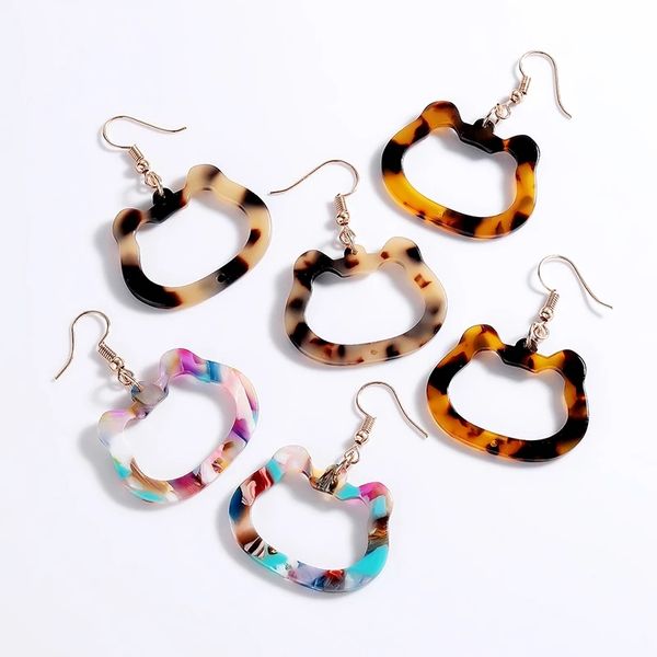Boucles d'oreilles chat écaille de tortue de style coréen boucles d'oreilles géométriques acryliques pour femmes longs brincos oorbellen cintres bijoux de mode