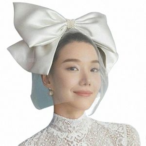 Veille de mariage de style coréen court en tulle couverture face veille de mariée