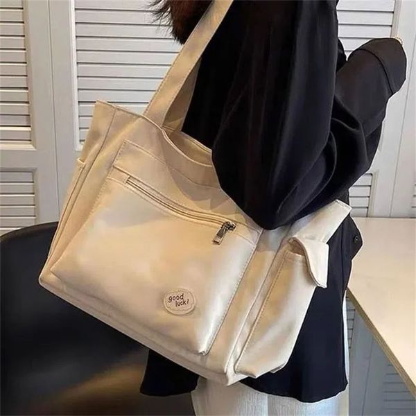 Bolso de mano de lona reutilizable de gran capacidad para mujer de estilo coreano, bolso de compras, bolso informal de alta calidad, bolso de hombro 240306