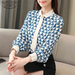 Style coréen femmes chemises à carreaux grande taille mode à manches longues en mousseline De soie Blouses Blusas Mujer De Moda Camisas 8090 50 210506