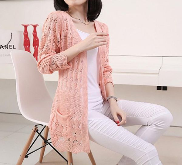 Cardigan de estilo de estilo coreano Cardigan Mujeres Cardigans de tejido de tejido de manga larga Damas de tejido de punto