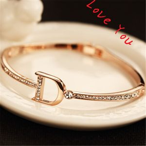 D-Letter BraceletsBangle Designer Bijoux Mode Coréenne Femmes Micro Ensemble Zircon Charm Bracelet pour Femmes De Noce Saint Valentin Cadeau Accessoires SPC