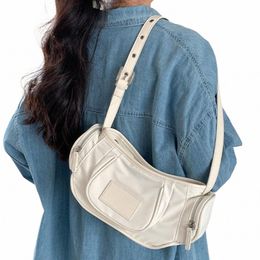 Koreaanse stijlvolle okselzak nyl fi schoudertas voor vrouwen massieve kleur handtas hoogwaardige onderarm tas dames casual bakken w9t1#