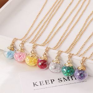 Été coréen étoile à cinq branches paillettes boule de verre pendentif collier mignon princesse douce chaîne en or Chokers mode bijoux cadeau