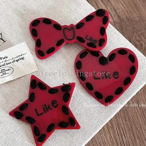 Pince à cheveux coréenne douce et épicée rose rouge, comme l'amour, nœud pentagramme, pull, pince à bec de canard, accessoire pour cheveux, nouveau style