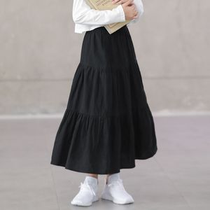Coréen adolescent filles taille élastique décontracté noir jupe à volants enfants automne vêtements enfants filles coton jupe volants, #9118 210331