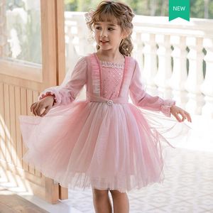 Koreaanse tieners meisjes lange mouw lente jurk voor kinderen prinses vestido kinderen tutu kostuum kleding groothandel 210529