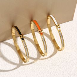 Bracelet en acier inoxydable or colorien Bracelet en acier inoxydable Zircon Bracelet de créateur de créateur d'huile Bracelet polyvalent pour les femmes