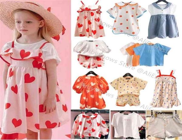 Vestido coreano para niñas pequeñas SS Verano Marca RJ Kid Boys Camiseta Pantalones cortos Infantiles Niños Vestidos dulces Falda Conjunto de ropa Traje 2108043619121