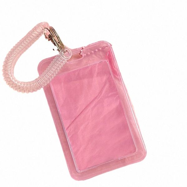 Titular de la tarjeta transparente coreana cubierta lindo amor tarjeta rosa Protecti caso tarjeta manga tres pulgadas caso INS plástico decorativo L6MN #