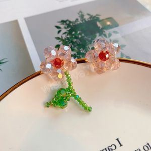 Koreaanse trendy zomer acryl kralen bloem oorknopjes voor vrouwen meisjes mode asymmetrische pendientes sieraden