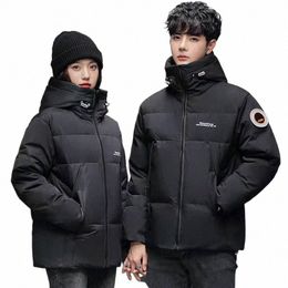 Coreano Versi tendencia gradiente color con capucha abrigos jóvenes espesar pareja cálida ropa exterior 90% pato blanco abajo chaquetas de globo hombres q0bc #
