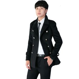 Version coréenne automne et hiver mâle revers Double rangée bouton chaud Super grand décontracté manteau en tissu de laine taille S-3XL 4XL 5XL 240111