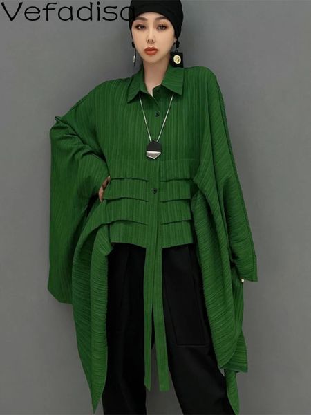 Version coréenne chemise à manches chauve-souris femmes ample noir vert chemisier irrégulier 2024 été LHX2492 240202