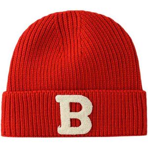 Koreaanse versie Modemerk gebreide hoed Winterhoeden brief B geborduurd koude hoed vrouwelijke warme beanie buiten skiënhoed J220722