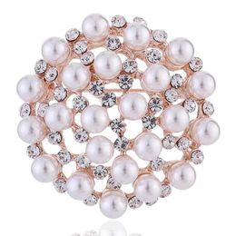 Broche de perlas redondas de alta gama para mujer, versión coreana, broche con tachuelas de diamantes de moda, collar, accesorios de vestir, accesorios de flores de mano