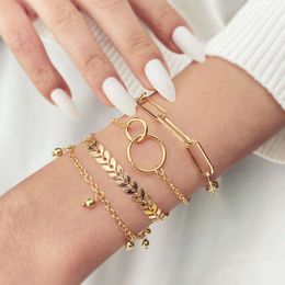 Version coréenne Instagram, populaire sur Internet, Bracelet à chaîne de poisson géométrique polyvalente SET de 4 pièces KME0641